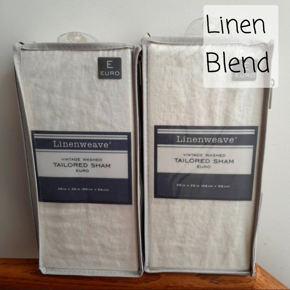 LEVINSOHN Linenweave Tailored Linen Blend Euro Shams Ivory